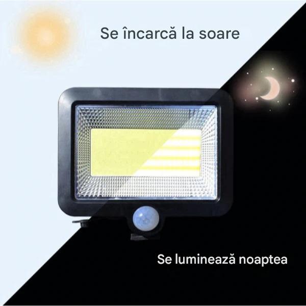 Set 4 x Lampa Solara LED SL-F100 cu Senzor de Miscare – Proiector Exterior cu Panou Solar, Iluminare Curte si Gradina
