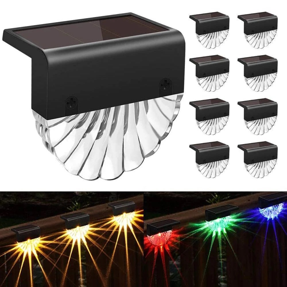 Set 2 x Lampa Solara RGB pentru Gard si Perete – Iluminare Multicolora Exterior, Rezistente la Apa, Montaj Fara Cablu