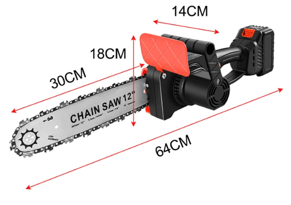 Drujba Electrica cu Lant 30 cm, Motor fara Perii de Mare Putere, 2 Acumulatori Reincarcabili, Design Portabil fara Cablu, Siguranta si Performanta Sporita
