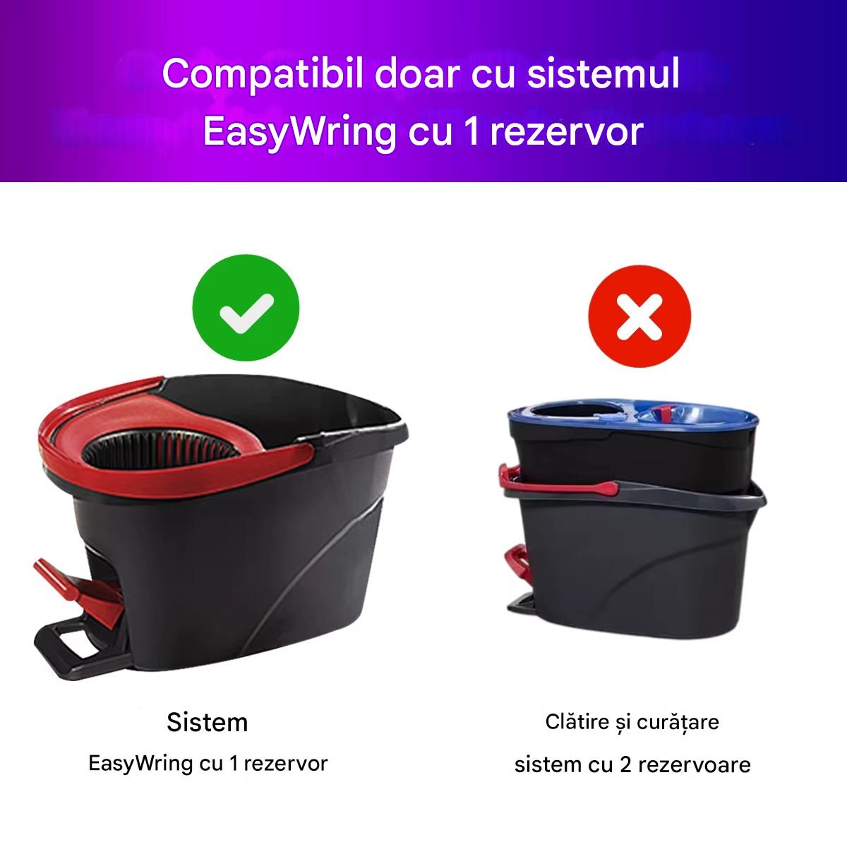 Set Mop Rotativ Profesional Cu Galeata si 4 x Rezerve Microfibra - Sistem Stoarcere 360, Curatenie Rapida Pentru Casa