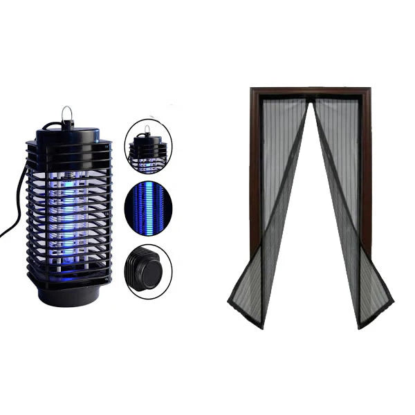 Sistem Complet Anti-Insecte – Lampa UV Electrica + 2 Perdele Magnetice pentru Usa