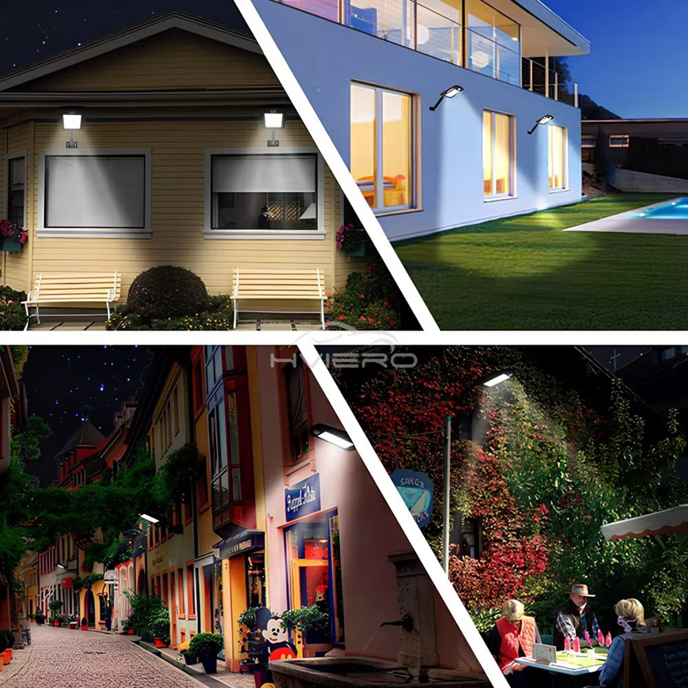 Set 2 x Proiector Solar 6 Celule LED cu Senzor de Miscare, Iluminat Exterior Gradina Curte Alee, Incarcare Solara, Rezistenta la Apa