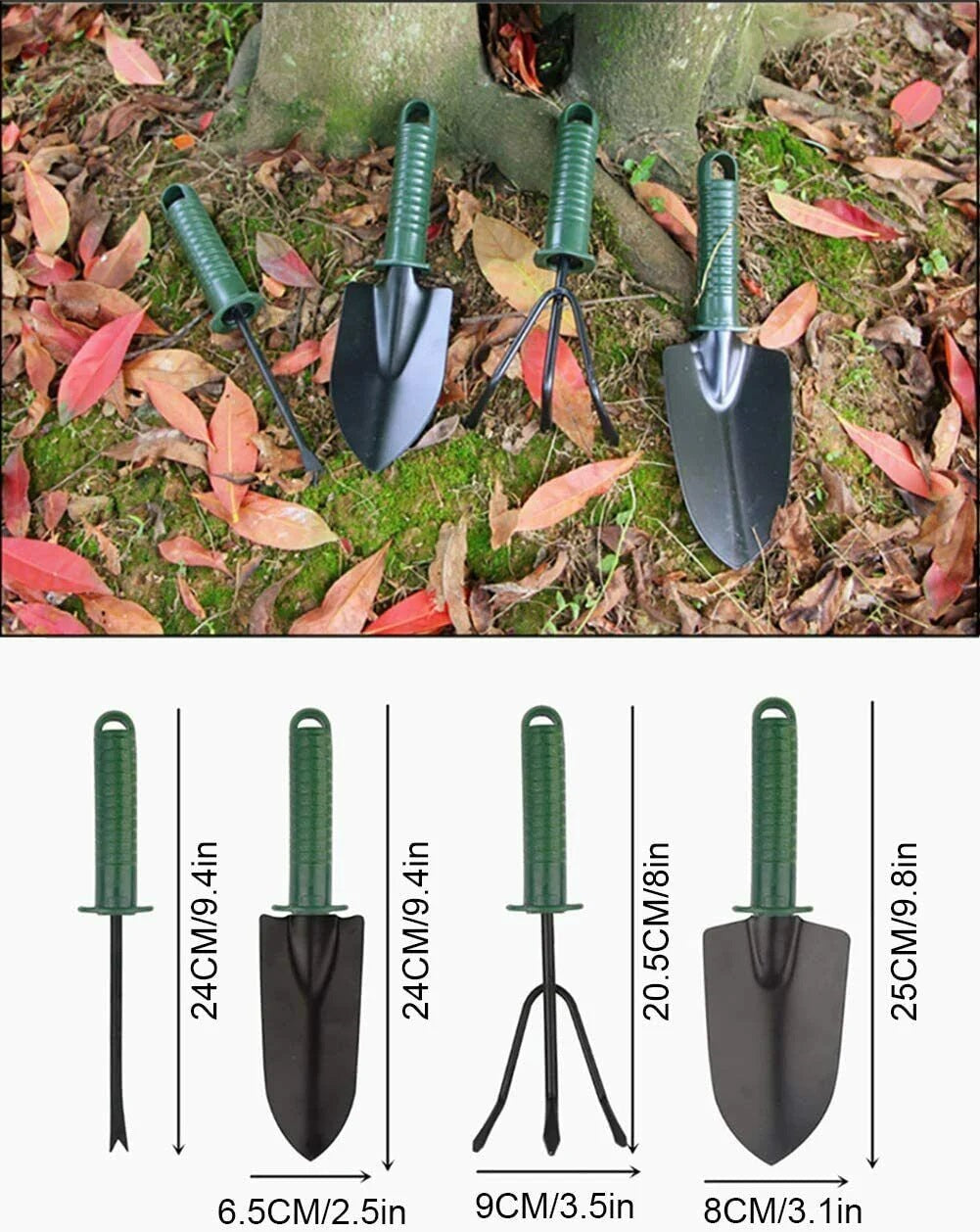 Set Unelte Gradina 4 Piese cu Manusi pentru Plantare – Lopatica, Grebla, Cultivator si Accesorii pentru Gradinarit