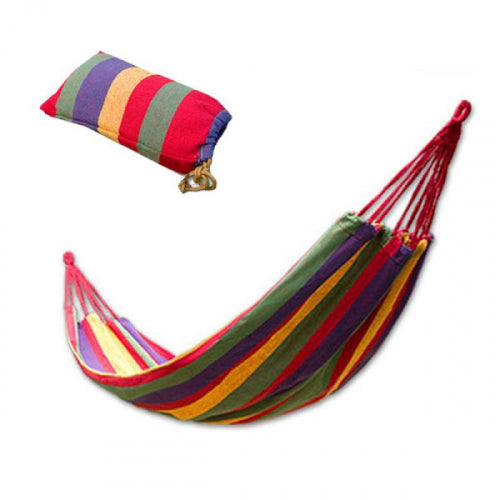 Hamac Multicolor 180x80 cm din Bumbac – Hamac Gradina si Camping cu Sistem de Prindere Inclus