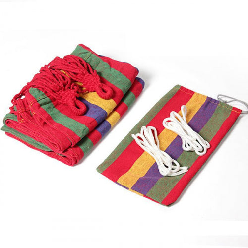 Hamac Multicolor 180x80 cm din Bumbac – Hamac Gradina si Camping cu Sistem de Prindere Inclus