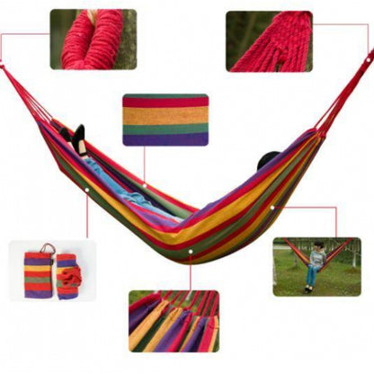Hamac Multicolor 180x80 cm din Bumbac – Hamac Gradina si Camping cu Sistem de Prindere Inclus