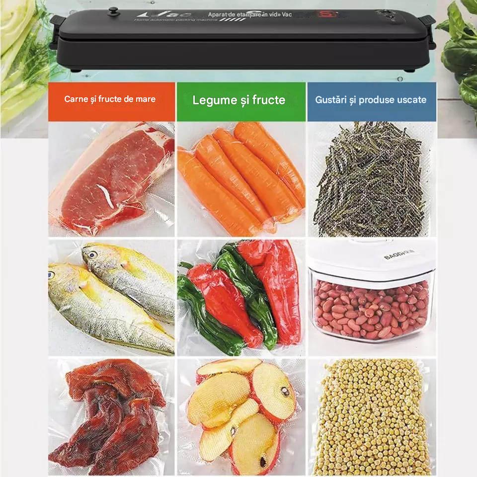 Aparat de Vidat Vacuum Sealer, Sigilare Automata, Putere 90W, pentru Pastrarea Alimentelor Proaspete mai Mult Timp