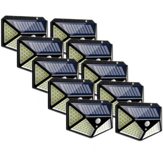 Lampa Solara cu Senzor de Miscare, 100 LED, Iluminare 3 Laturi, IP65 pentru Exterior