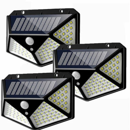 Set 10 x Lampa Solara cu Senzor de Miscare, 100 LED, Iluminare 3 Laturi, IP65 pentru Exterior
