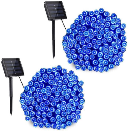 Decoratiune Solara Exterior 30m cu 300 LED Albastru – Ghirlanda Luminoasa pentru Gradina, Terasa, Curte, IP65