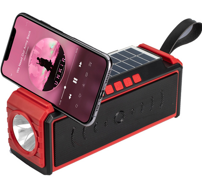 Boxa Portabila Solara MF-209 cu Lanterna LED, Bluetooth, Radio FM, Power Bank, Panou Solar Integrat