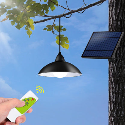 Sistem Iluminat Solar cu 2 Lampi Suspendate LED + Panou Solar si Telecomanda – Iluminare Exterior, Terasa, Foisor, Garaj, 50W