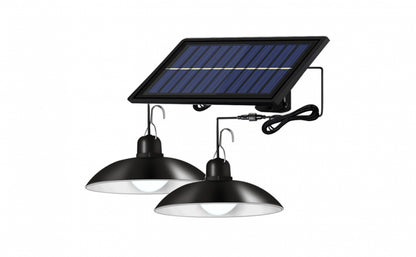 Sistem Iluminat Solar cu 2 Lampi Suspendate LED + Panou Solar si Telecomanda – Iluminare Exterior, Terasa, Foisor, Garaj, 50W