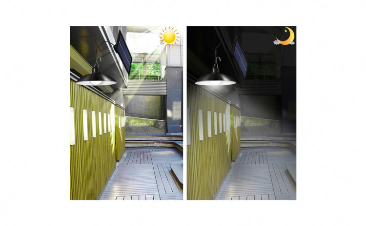 Sistem Iluminat Solar cu 2 Lampi Suspendate LED + Panou Solar si Telecomanda – Iluminare Exterior, Terasa, Foisor, Garaj, 50W