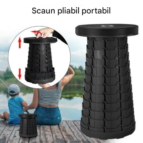 Scaun Pliabil Telescopic Portabil – Reglabil pe Inaltime, Compact si Usor de Transportat, Ideal pentru Camping si Pescuit