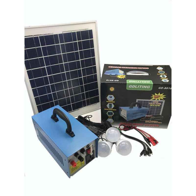 Kit Sistem Iluminat Solar 100W, 220V Portabil cu Panou Fotovoltaic si 3 Becuri LED – Generator Solar pentru Camping, Casa si Situatii de Urgenta