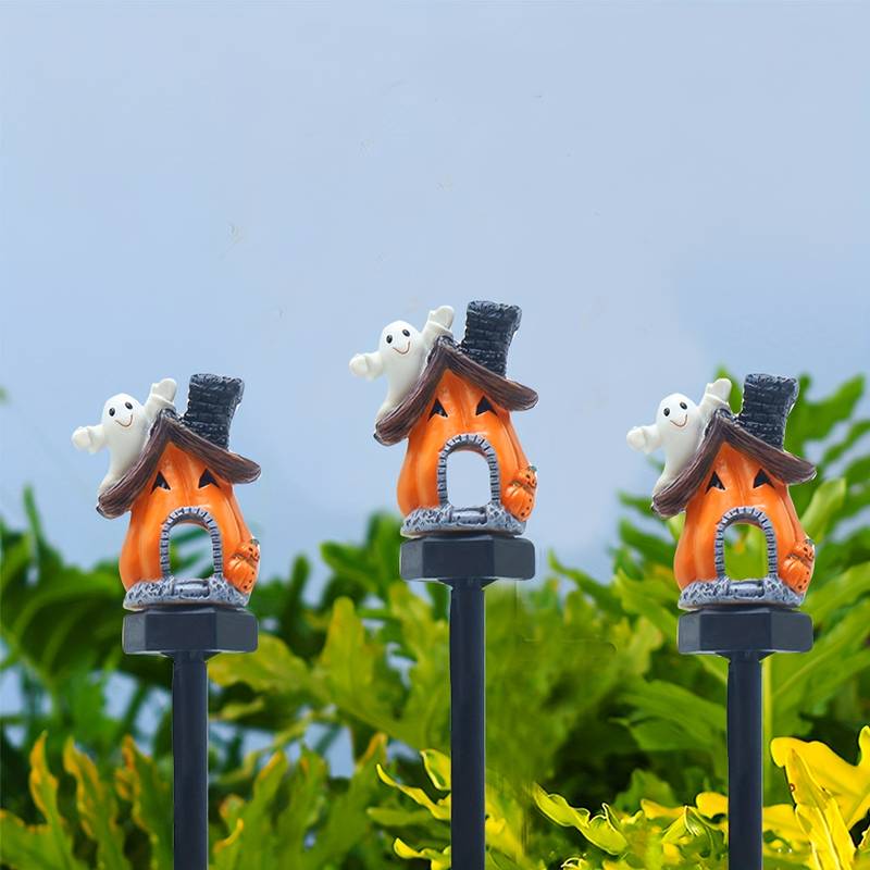 Set 3 x Lampa Solara Gradina Model Casuta Misterioasa, 30 cm, LED Exterior, Rezistenta la Ploaie