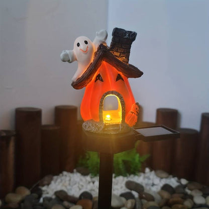 Set 2 x Lampa Solara Gradina Model Casuta Misterioasa, 30 cm, LED Exterior, Rezistenta la Ploaie
