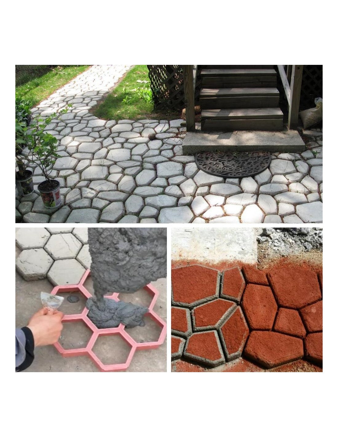 Set 2 x Sablon pentru Pavaj Gradina – Matrita Reutilizabila pentru Turnat Alea si Imitatie Piatra Naturala