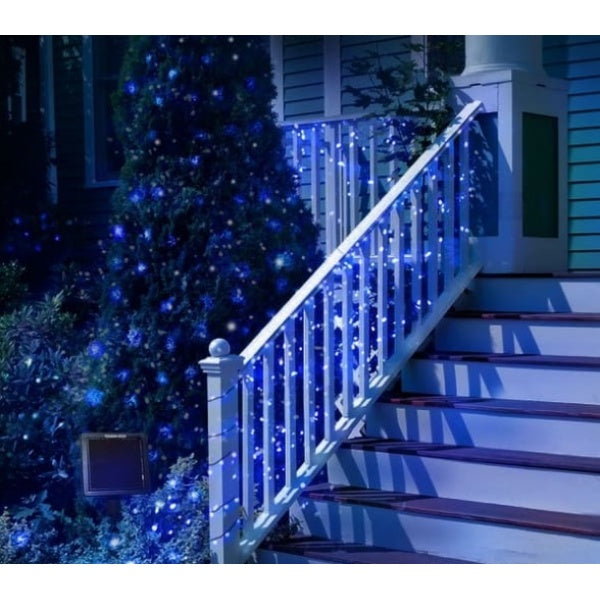 Decoratiune Solara Exterior 100m cu 1000 LED Albastru – Ghirlanda Luminoasa pentru Gradina, Terasa, Curte, IP65