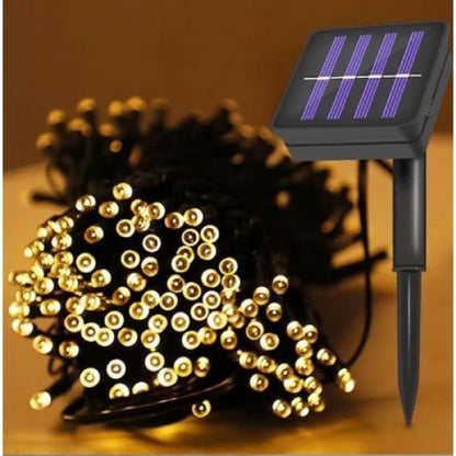 Set 4 x  Decoratiune Solara 100 LED, 10 Metri Alb Cald– Iluminat Decorativ Exterior cu Panou Solar, Rezistente la Intemperii