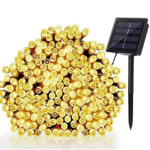 Set 4 x  Decoratiune Solara 100 LED, 10 Metri Alb Cald– Iluminat Decorativ Exterior cu Panou Solar, Rezistente la Intemperii