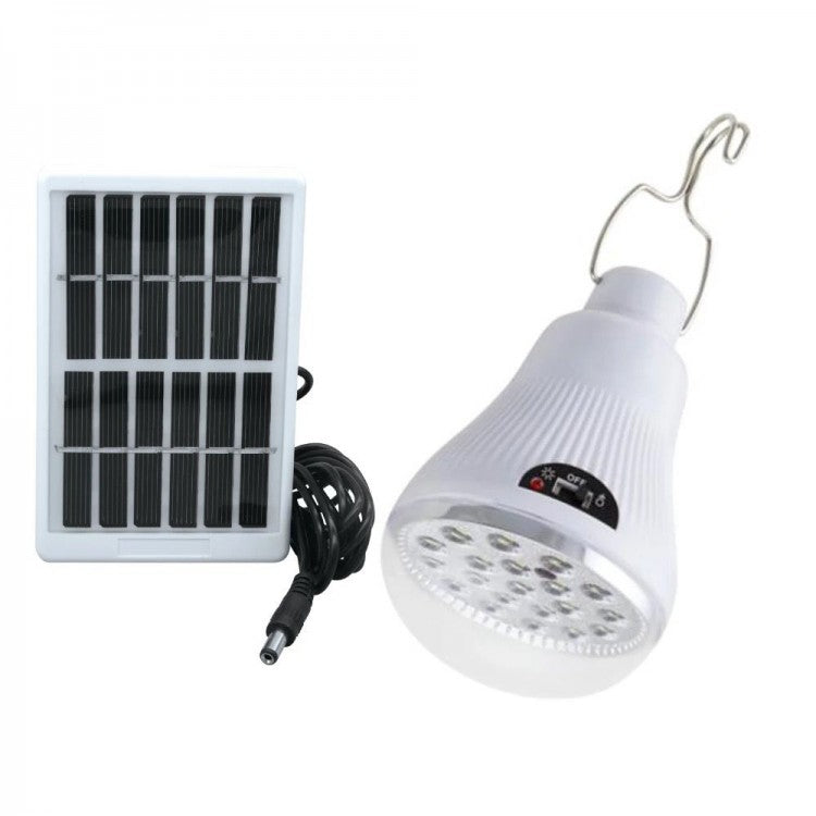 Bec LED Portabil cu Panou Solar 5W, Lampa Solara Exterior cu Agatatoare, Incarcare Rapida
