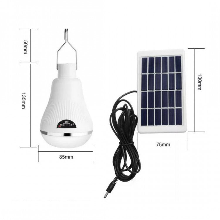 Bec LED Portabil cu Panou Solar 5W, Lampa Solara Exterior cu Agatatoare, Incarcare Rapida