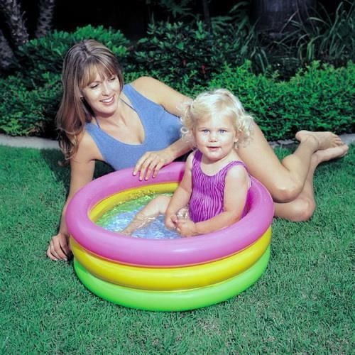 Piscina Gonflabila Intex cu 3 Inele, 114 x 25 cm + Cadou Mingee Gonflabila pentru Apa