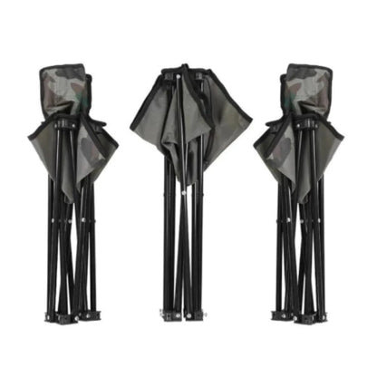 Set Camping Pliabil 3 Piese – 2 Scaune si Masuta Camuflaj cu Geanta Transport, Ideal pentru Pescuit si Drumetii