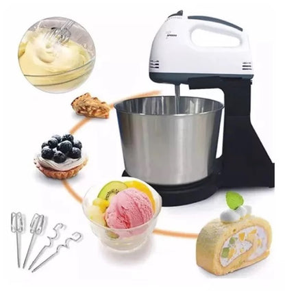 Mixer Electric Multifunctional 350W, Bol Inox, 7 Viteze, Accesorii pentru Framantare si Mixare