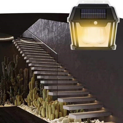 Lampa Solara Exterior cu 2 Becuri LED si Senzor de Miscare - Super Luminoasa, Rezistenta la Apa IP65