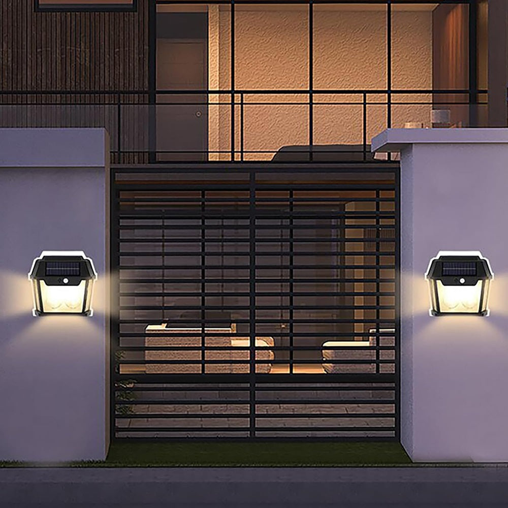 Lampa Solara Exterior cu 2 Becuri LED si Senzor de Miscare - Super Luminoasa, Rezistenta la Apa IP65