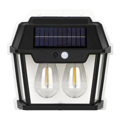 Set 3 x Lampa Solara Exterior cu 2 Becuri LED si Senzor de Miscare PIR, Iluminat Solar Curte Gradina Terasa, Rezistente la Apa IP65