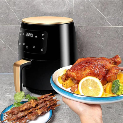 Air Fryer - Friteuza fara Ulei 6 Litri, Display Digital, 2400 W, Functie de Coacere + 100 Hartii Cadou