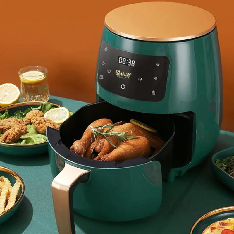 Air Fryer - Friteuza fara Ulei 6 Litri, Display Digital, 2400 W, Functie de Coacere + 100 Hartii Cadou