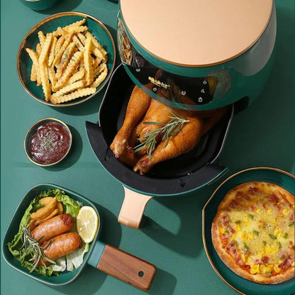 Air Fryer - Friteuza fara Ulei 6 Litri, Display Digital, 2400 W, Functie de Coacere + 100 Hartii Cadou