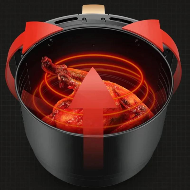 Air Fryer - Friteuza fara Ulei 6 Litri, Display Digital, 2400 W, Functie de Coacere + 100 Hartii Cadou