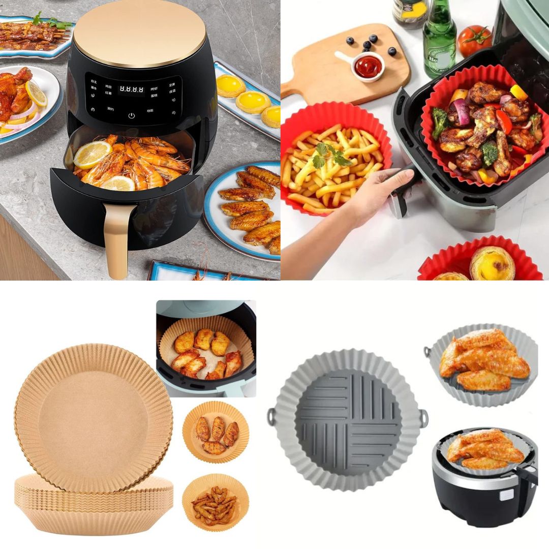 Air Fryer - Friteuza fara Ulei 6 Litri, Display Digital, 2400 W, Functie de Coacere + 100 Hartii Cadou