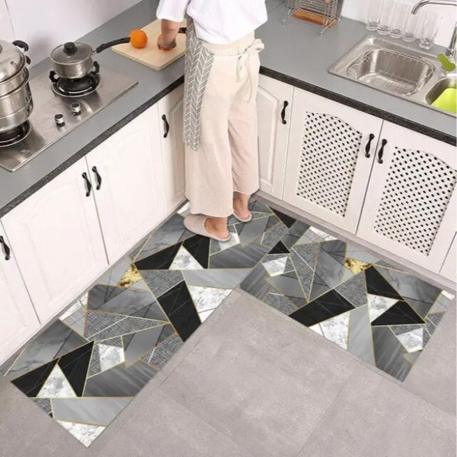 Set 2 x Covor pentru Bucatarie Model Kobe, Rezistent, Usor de Curatat, Design Modern