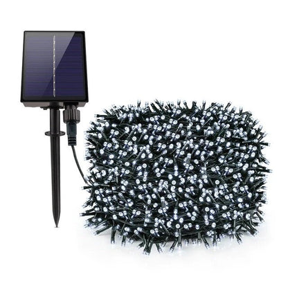 Set 2 x Decoratiune Solara Exterior 50m cu 500 LED Alb Rece – Ghirlanda Luminoasa pentru Gradina, Terasa, Curte, IP65