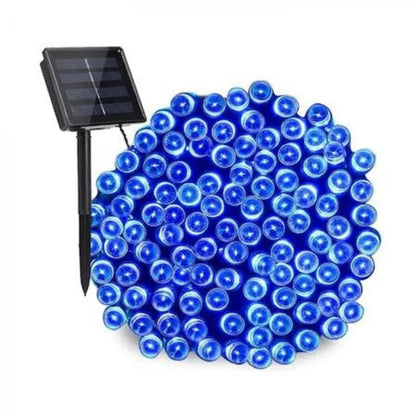 Decoratiune Solara Exterior 30m cu 300 LED Albastru – Ghirlanda Luminoasa pentru Gradina, Terasa, Curte, IP65