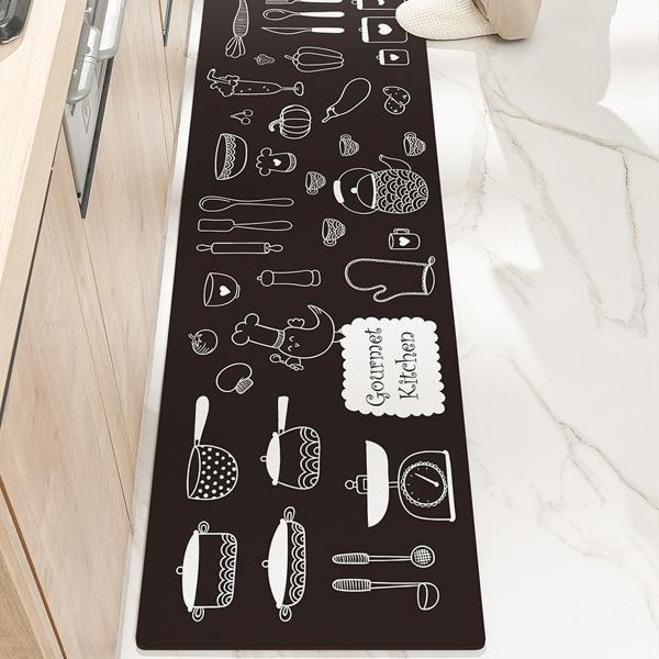 Set 2 x Covor pentru Bucatarie Model Retro, Rezistent, Usor de Curatat, Design Modern