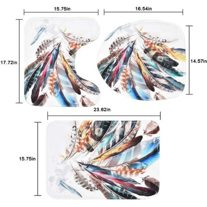 Set Pentru Baie Premium cu 4 Piese: Perdea, Covorase Si Husa De Toaleta - Simple Leaves