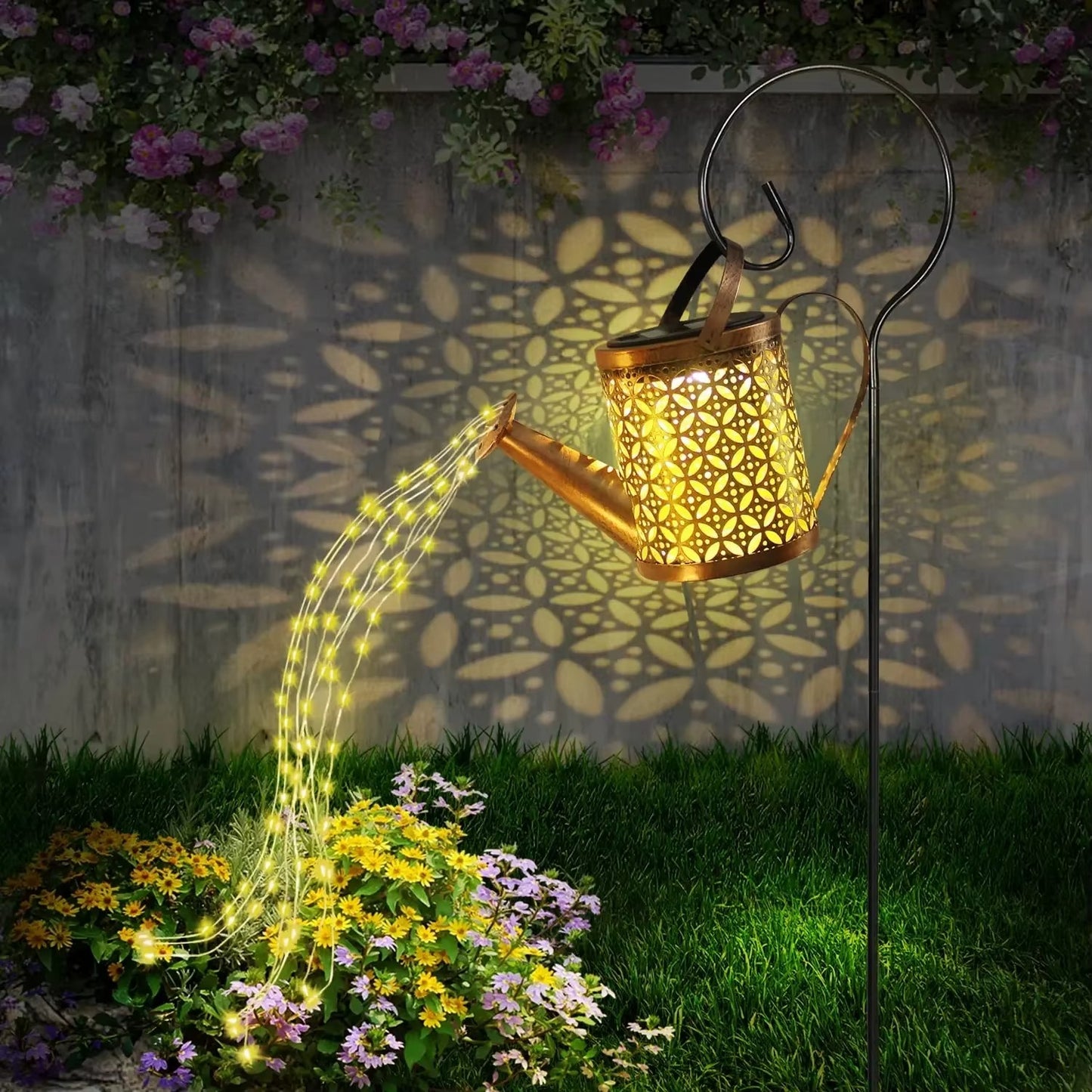 Lampa Solara Decorativa Tip Stropitoare cu LED, Efect Apa Curgatoare Luminoasa, Rezistenta la Apa, Iluminat Exterior