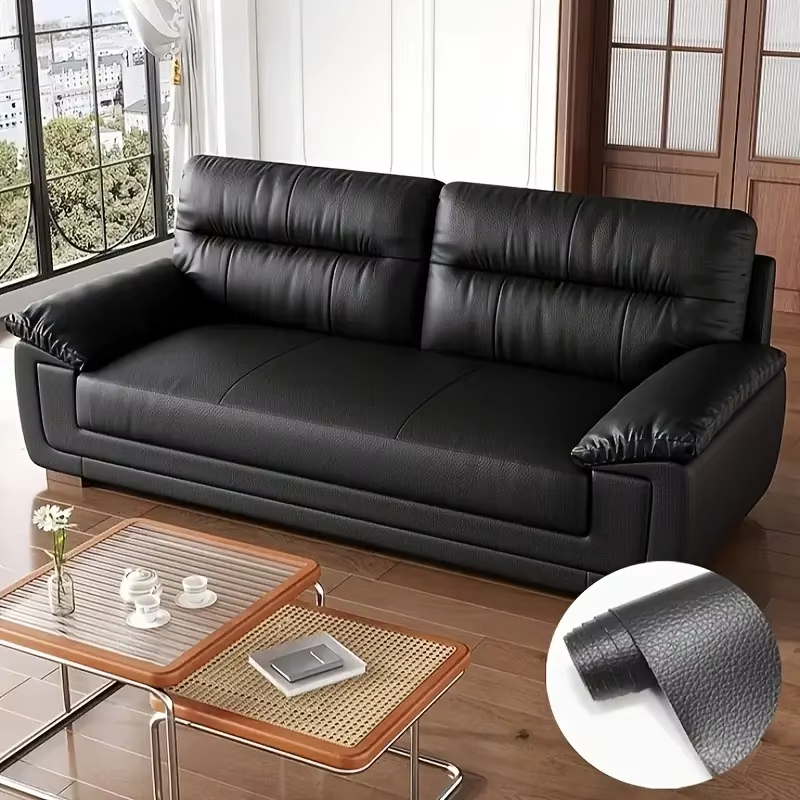 Folie Autoadeziva Piele Ecologica Neagra 75x250 cm, Material Premium, Rezistenta, Ideala pentru Mobilier si Decor Interior