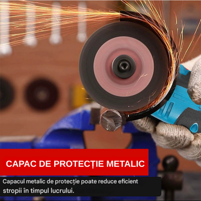 Mini Polizor GrinderPro 500W cu 2 Acumulatori 48V si 6 Discuri Incluse, Portabil si Puternic pentru Taiat Metal si Lemn