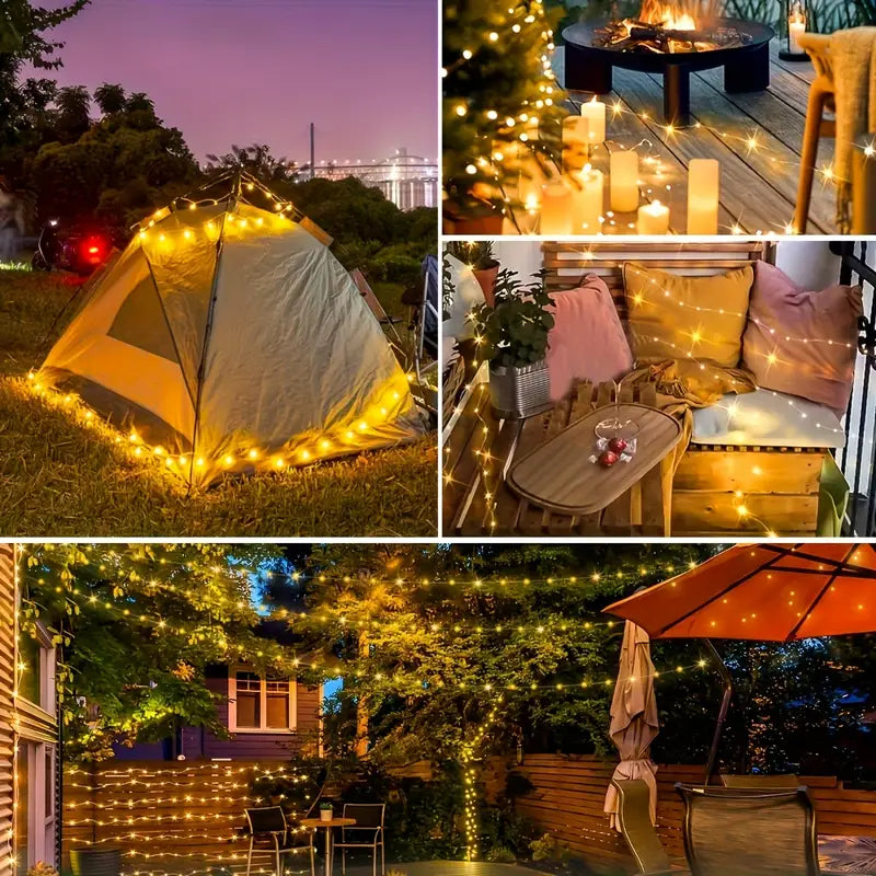 Ghirlanda Solara 300 LED din Sarma de Cupru – 3m, 8 Jocuri de Lumini, Diverse Culori