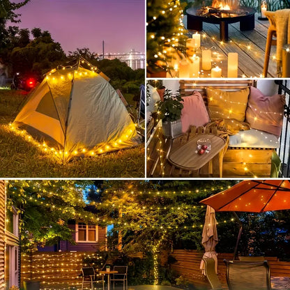Ghirlanda Solara 300 LED din Sarma de Cupru – 3m, 8 Jocuri de Lumini, Diverse Culori