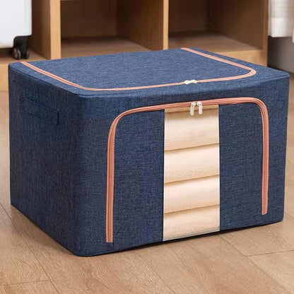 Set 3 x Organizator Pliabil cu Fermoar si Fereastra pentru Depozitare 24L + 66L + 100L, Albastru